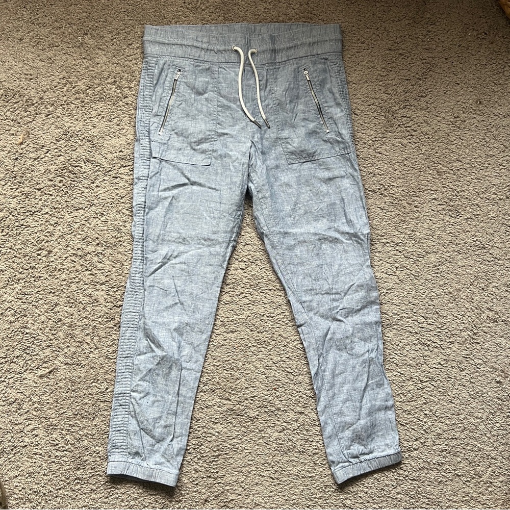 $79 Athleta Blue Linen Cabo Joggers size 4
